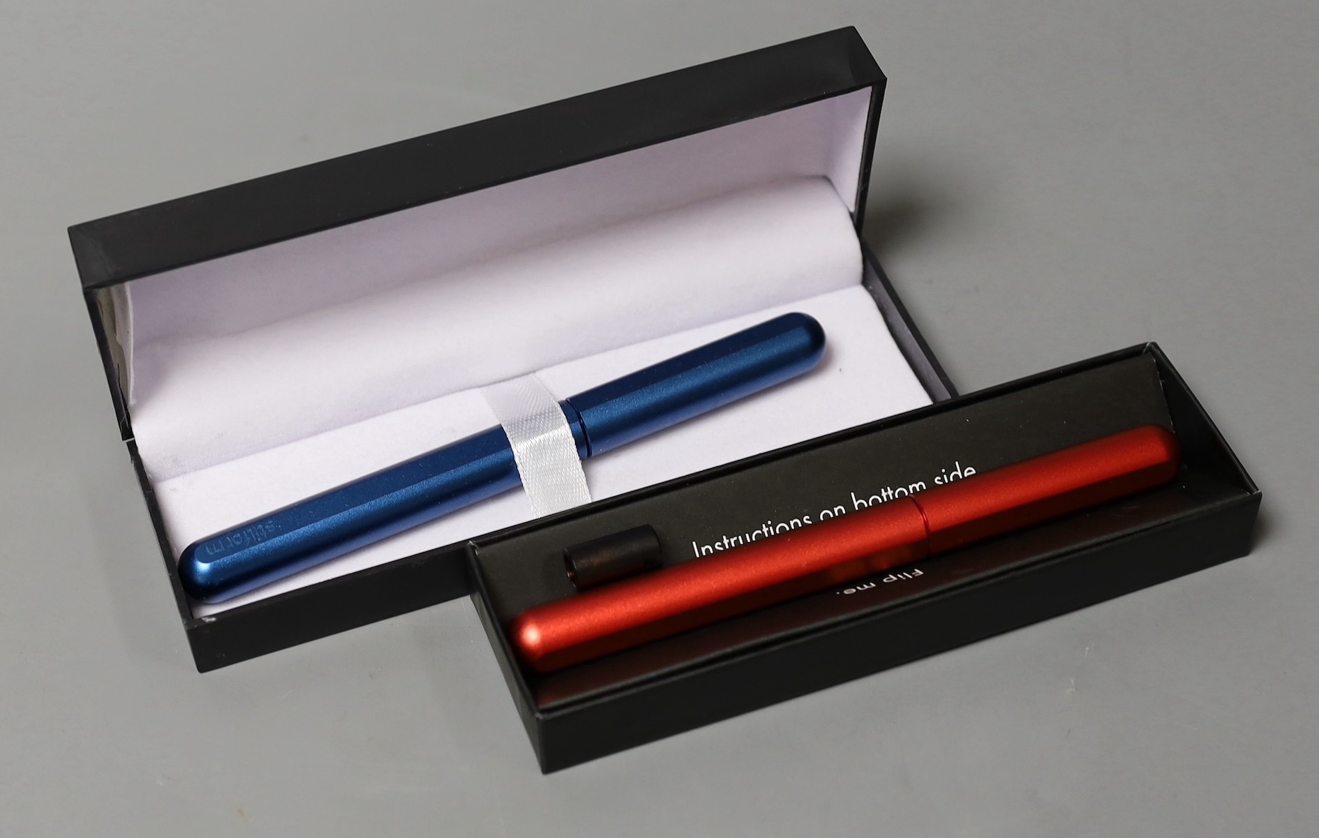 Two Stillform metal fountain pens